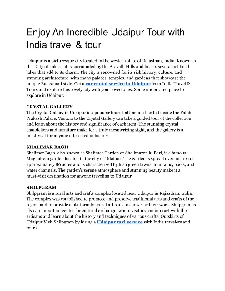 enjoy an incredible udaipur tour with india
