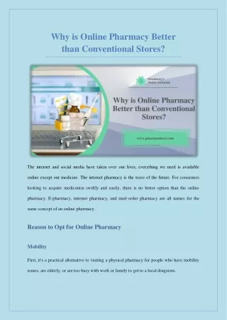 Why are Online Pharmacy Better Than Conventional Stores