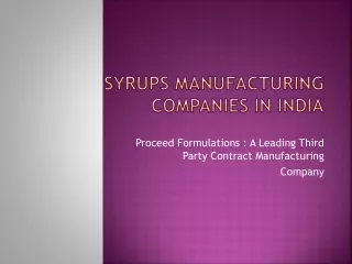 Syrups Manufacturing Companies In India