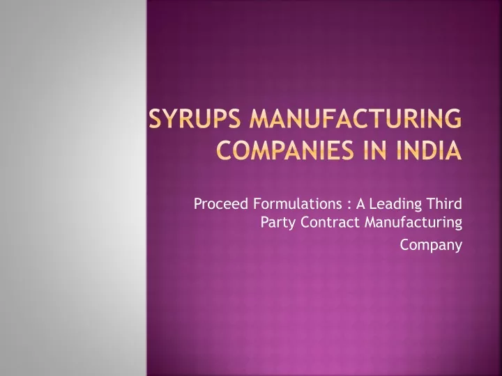 syrups manufacturing companies in india