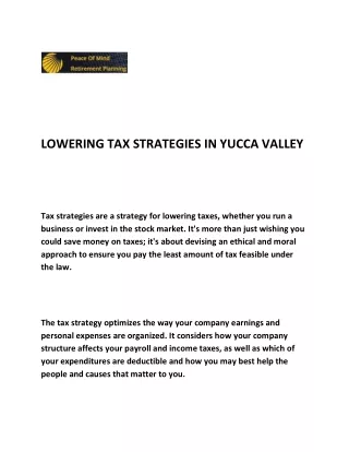 lowering tax strategies in yucca valley