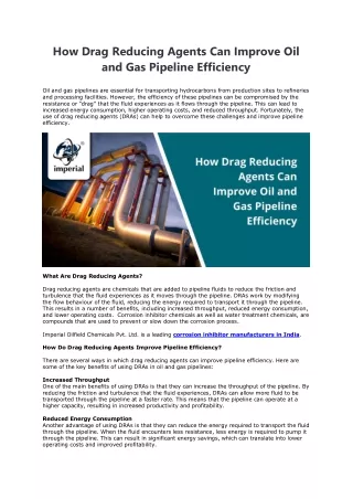 how drag reducing agents can improve