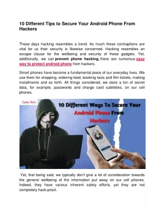 10 different tips to secure your android phone