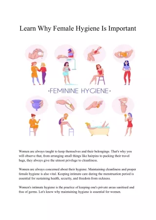 Learn Why Female Hygiene Is Important