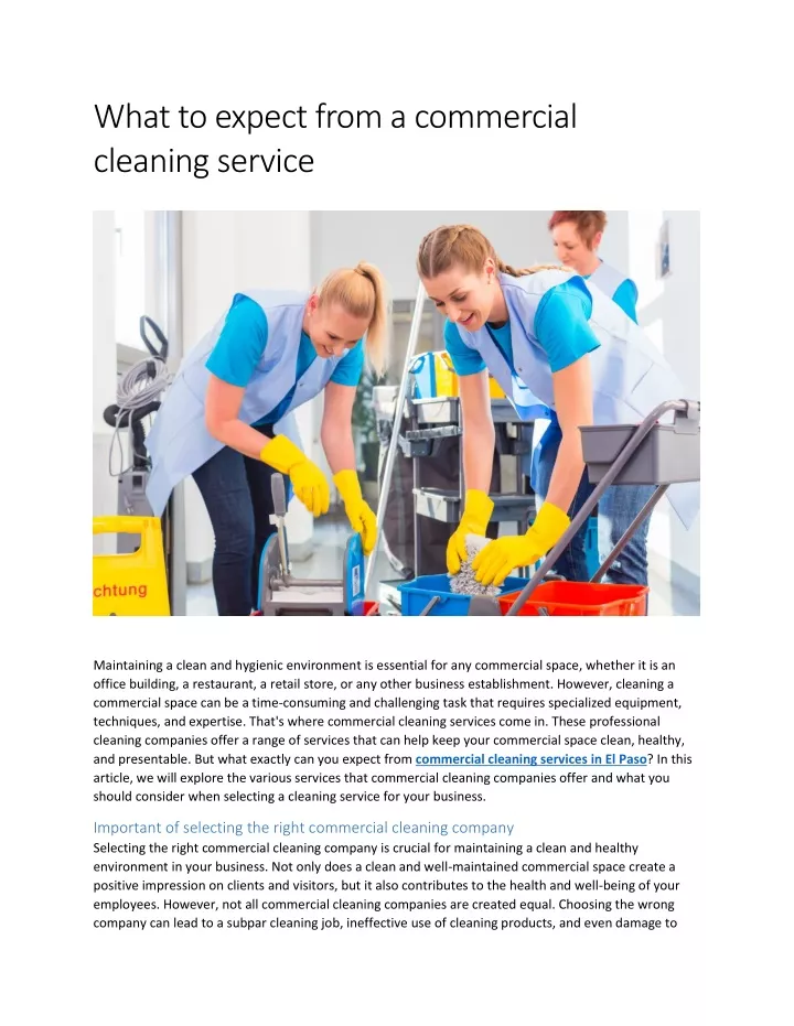 what to expect from a commercial cleaning service
