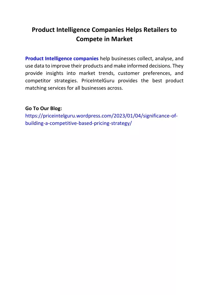 product intelligence companies helps retailers