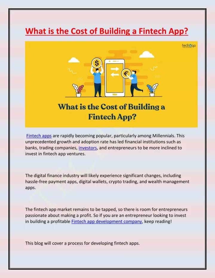 what is the cost of building a fintech app