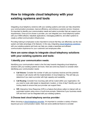 how to integrate cloud telephony with your