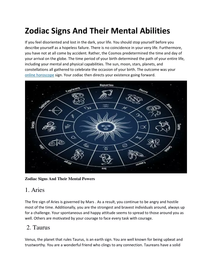 PPT - Zodiac Signs And Their Mental Abilities PowerPoint Presentation ...