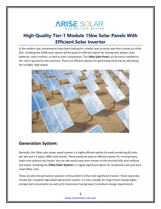 High Quality Tier-1 Module 15kw Solar Panels With Efficient Solar Inverter