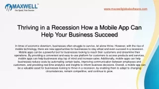 Thriving in a Recession How a Mobile App Can Help Your Business Succeed