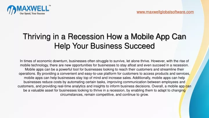 thriving in a recession how a mobile app can help your business succeed