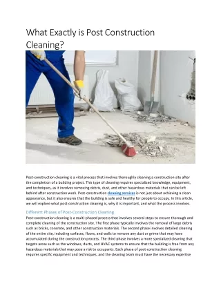 What Exactly is Post Construction Cleaning