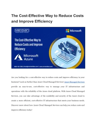 The Cost-Effective Way to Reduce Costs and Improve Efficiency