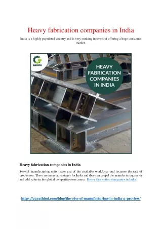 Heavy fabrication companies in India