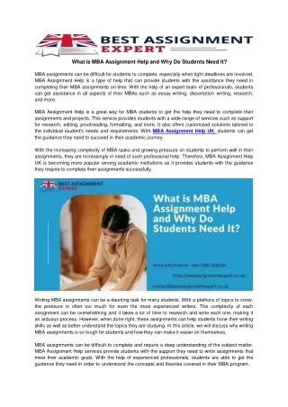 what is mba assignment help and why do students