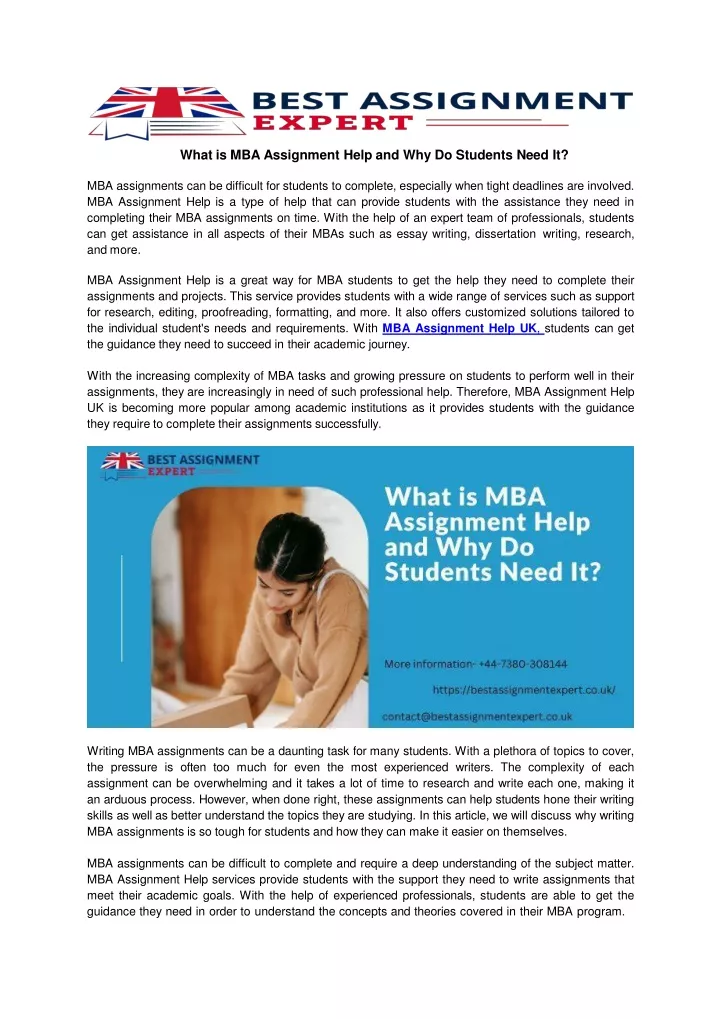 what is mba assignment help and why do students