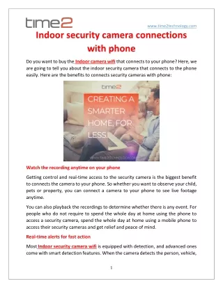 Indoor security camera connections with phone