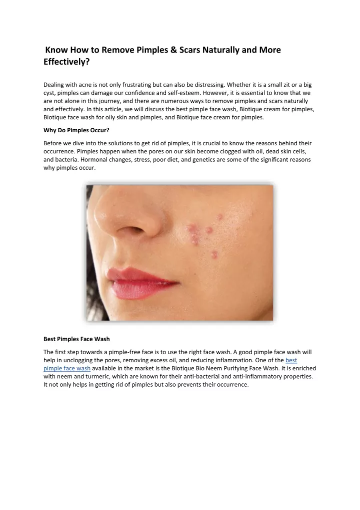 know how to remove pimples scars naturally