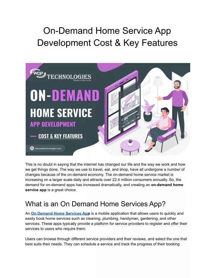 on demand home service app development cost
