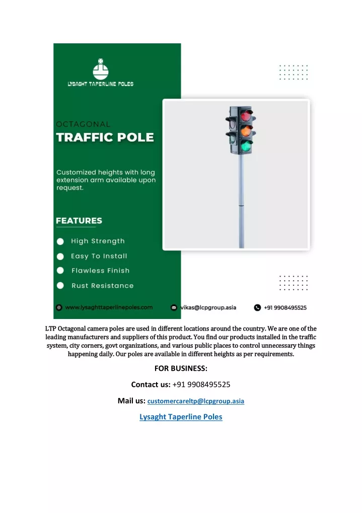 ltp octagonal camera poles are used in different