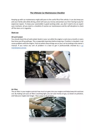 The Ultimate Car Maintenance Checklist