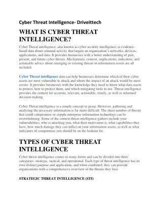 Cyber Threat Intelligence- Driveittech