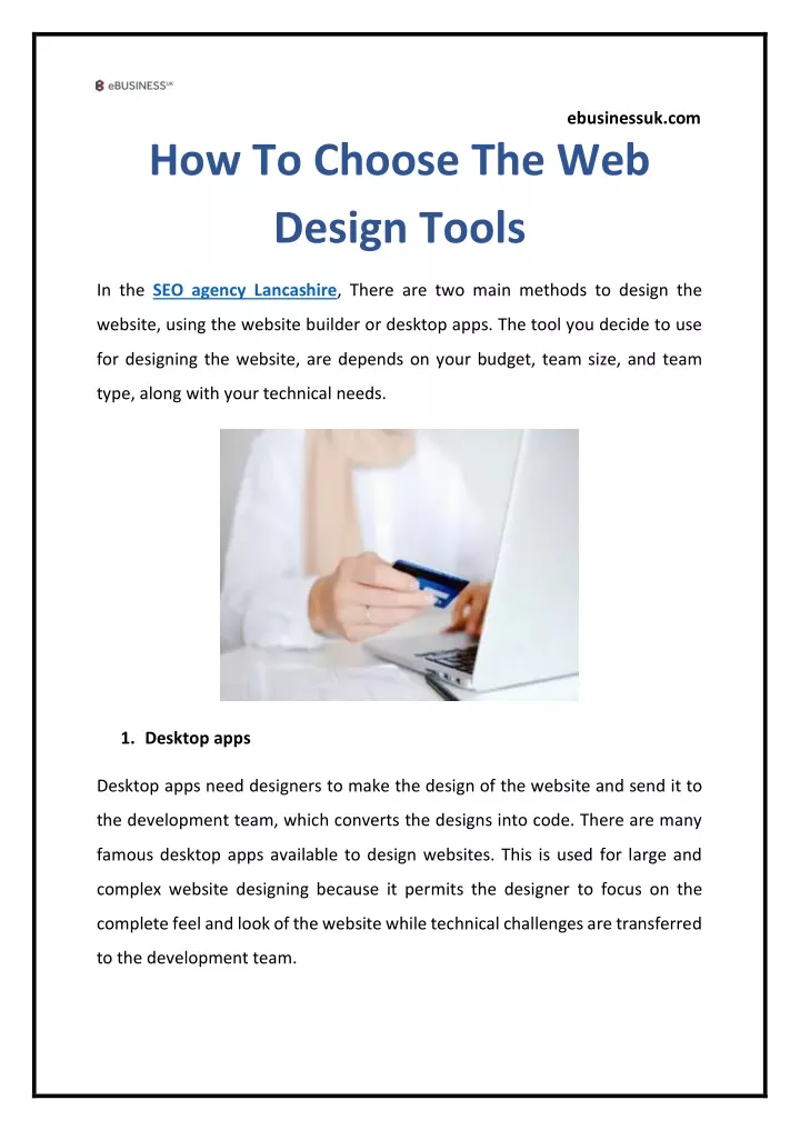 ebusinessuk com how to choose the web design tools
