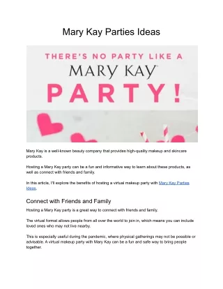Mary Kay Parties Ideas