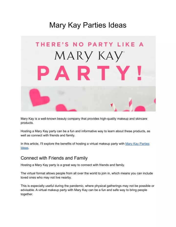 mary kay parties ideas