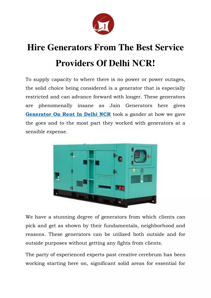 hire generators from the best service