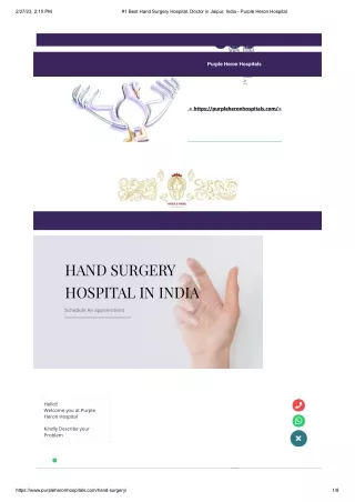 Best Hand Surgery Hospital, Doctor in Jaipur, India - Purple Heron Hospital