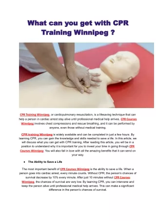 what can you get with cpr training winnipeg