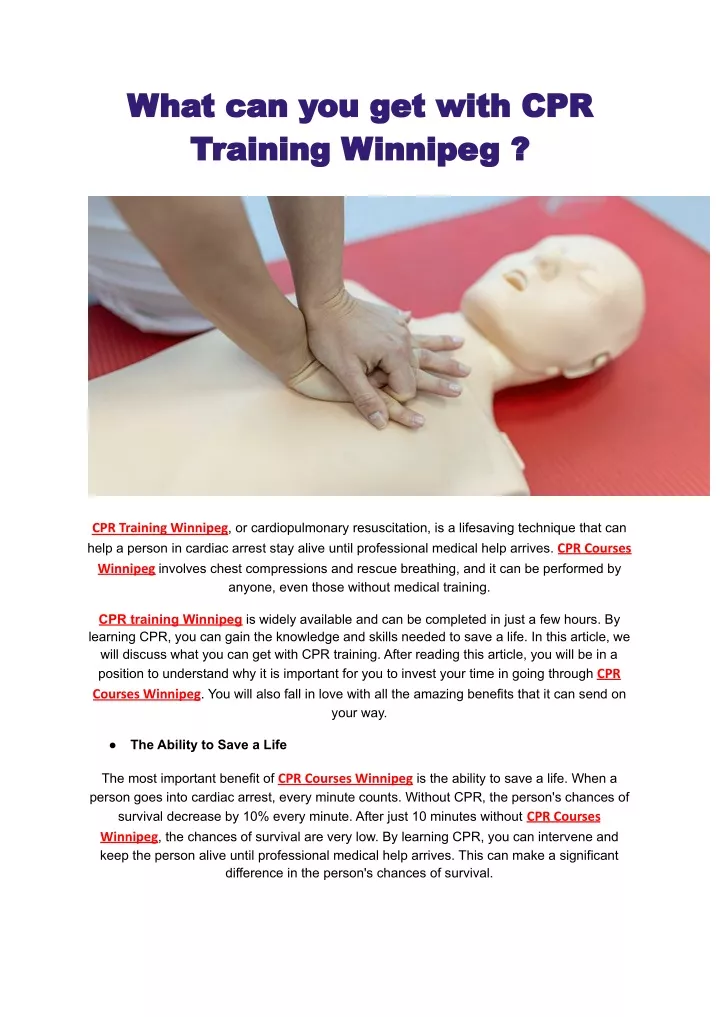 what can you get with cpr training winnipeg