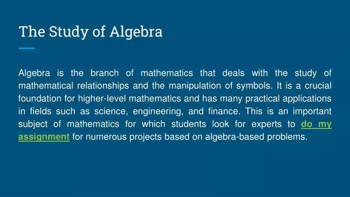 the study of algebra