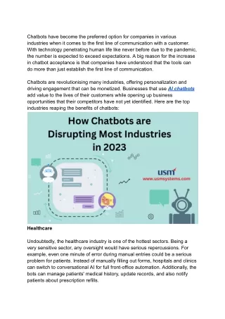 How Chatbots are Disrupting Most Industries in 2023 - Google Docs