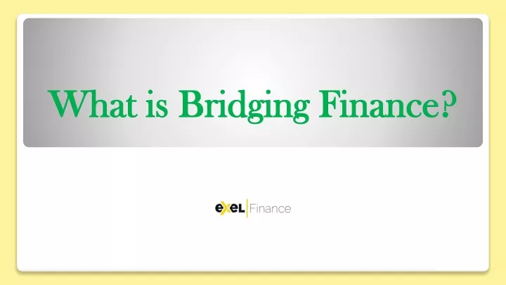 what is bridging finance