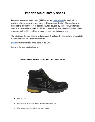 Importance of safety shoes