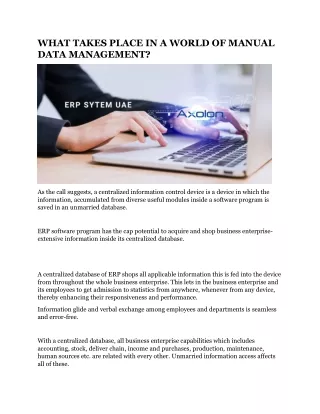 what takes place in a world of manual data