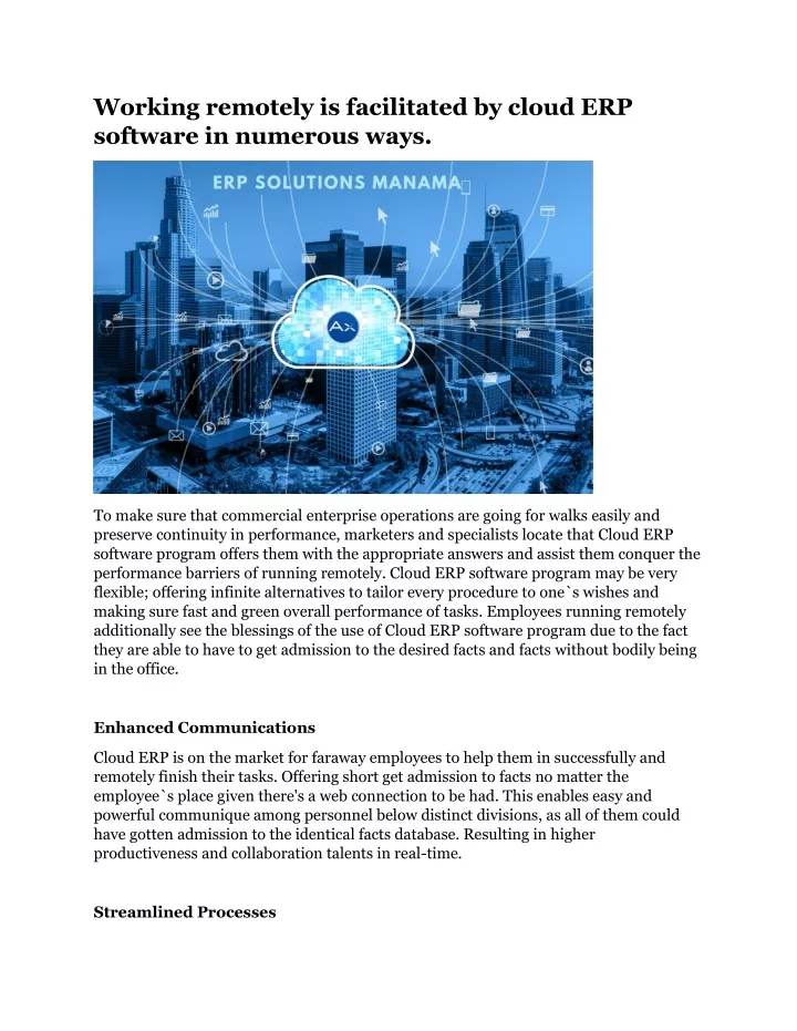 working remotely is facilitated by cloud