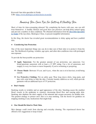 PPT - Amazing Skin Care Tips for Getting A Healthy Skin PowerPoint ...
