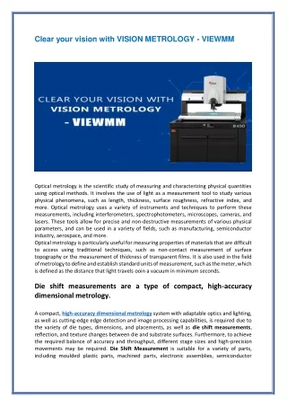 clear your vision with vision metrology viewmm