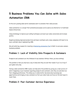 5 Business Problems You Can Solve with Sales Automation CRM