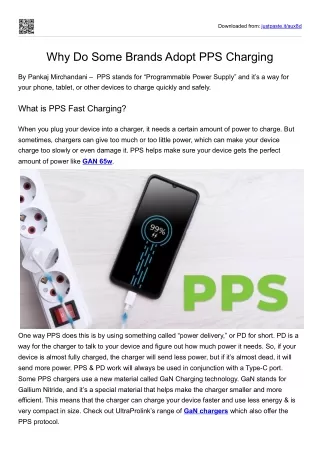 Why Do Some Brands Adopt PPS Charging