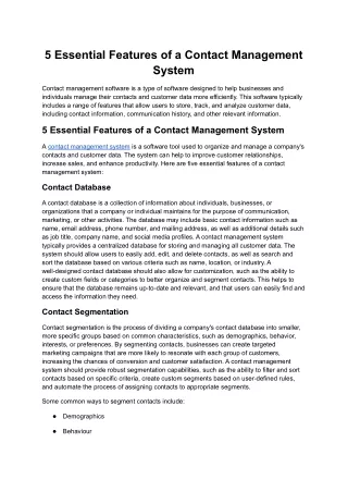 5 essential features of a contact management