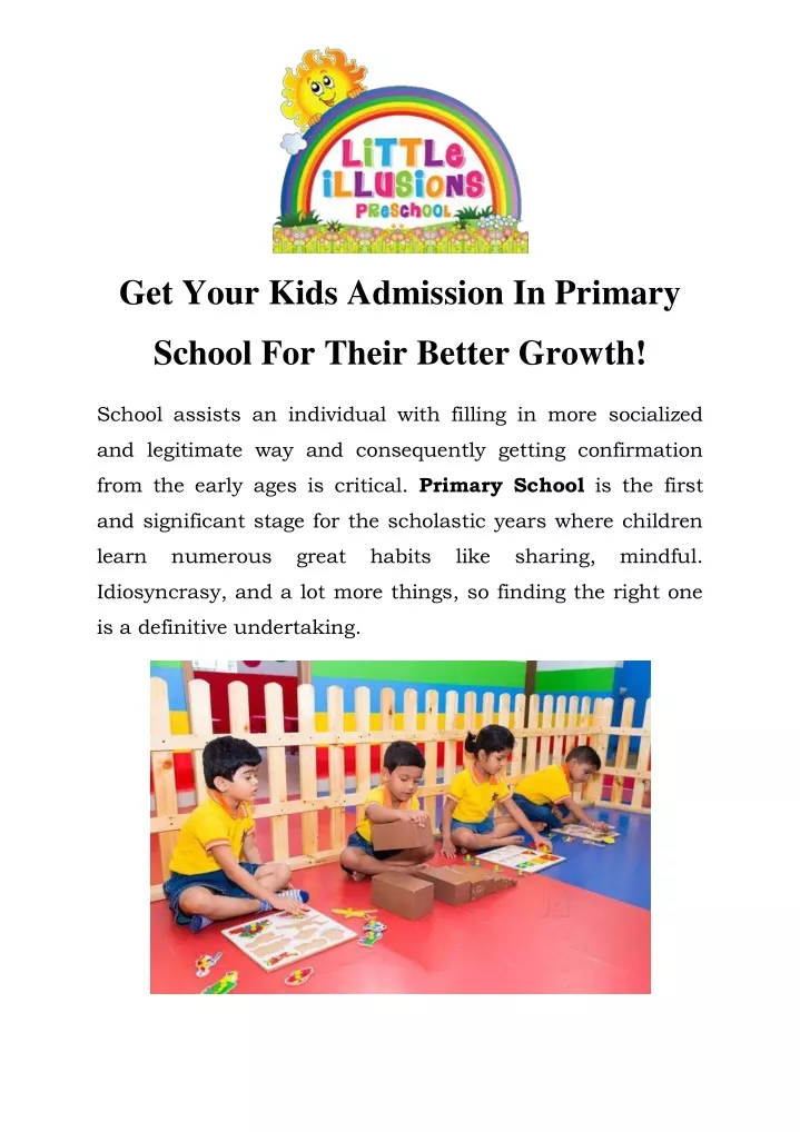 get your kids admission in primary