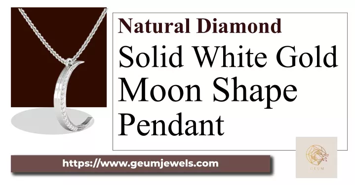 natural diamond solid white gold moon shape