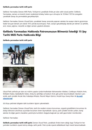Gelibolu Yarımadası Tarihi Milli Parkı Hakkında Bilgi: Basit Bir Tanım