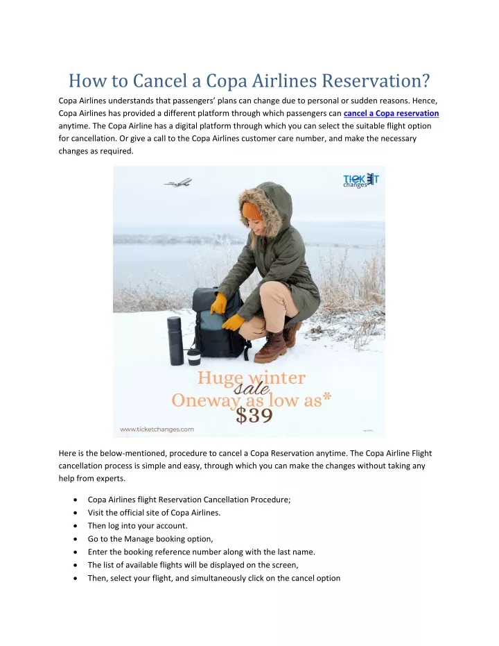 how to cancel a copa airlines reservation