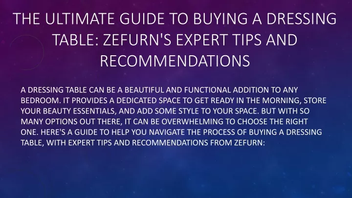 the ultimate guide to buying a dressing table zefurn s expert tips and recommendations